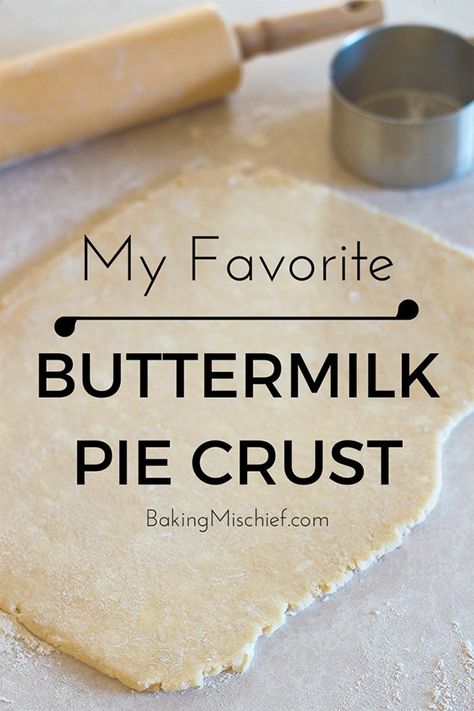 My favorite flaky, delicious buttermilk pie crust. This is seriously the easiest pie dough you will ever make or work with! | #Pies | #PieCrust | Buttermilk Pie Crust, Easy Pie Dough, Creative Pie Crust, Pie Crust Recipe Easy, Homemade Pies, Pie Dough Recipe, Homemade Pie Crust Recipe, Buttermilk Pie, Buttermilk Recipes