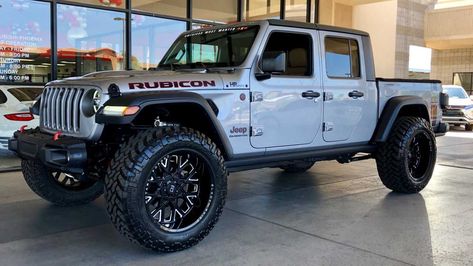 Jeep Gladiator Hellcat Swap Selling At Mitsubishi Dealer Seeks $147k Hellcat Jeep, Jeep Wrangler Pickup, Wrangler Pickup, Silver Jeep, Jeep Pickup Truck, America's Most Wanted, Jeep Pickup, Custom Jeep, Jeep Rubicon