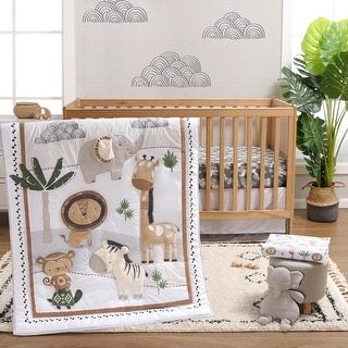 The Peanutshell Organic Cotton Crib Bedding Set for Baby Boys or Girls, Safari Serenity, 4 Pieces - Bed Bath & Beyond - 40419309 Organic Crib Bedding, Crib Comforter, Toddler Mattress, Crib Bedding Set, Nursery Accessories, Crib Sets, Nursery Crib, Nursery Set, Safari Nursery