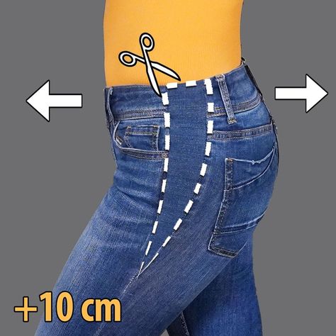 How to upsize jeans in the waist - my perfect sewing lifehack! | jeans, waist, sewing | How to upsize jeans in the waist - my perfect sewing lifehack! | By Miarti - Wiederverwendung Upsizing Jeans, Upsize Jeans, Återvinna Jeans, Vestiti In Jeans, How To Make Jeans, Altering Jeans, Jeans Refashion, Clothing Alterations, Sewing Jeans