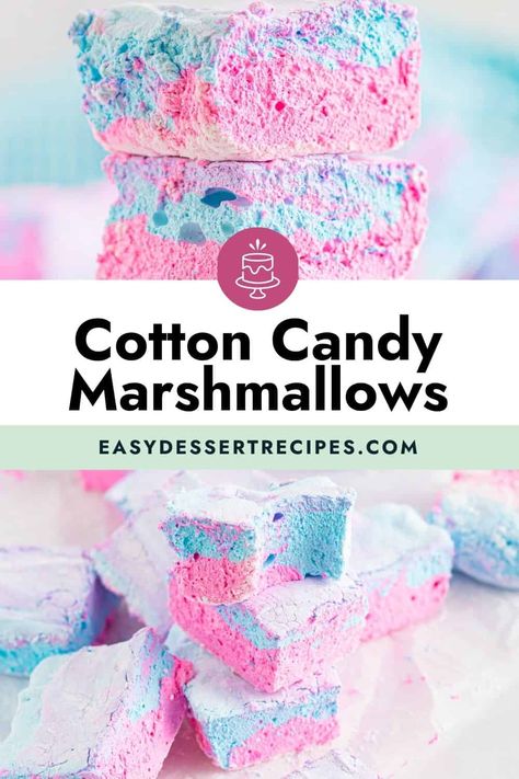 Candy Marshmallows, Cotton Candy Recipe, Carnival Foods, Diy Sweets, Homemade Marshmallow Recipe, Marshmallow Recipe, Homemade Marshmallow, Cotton Candy Flavoring, Easy Dessert Recipes