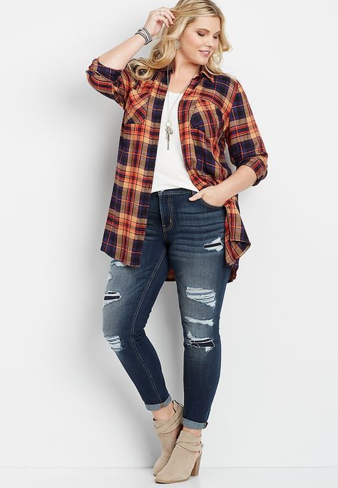 Maurices Style, Fall Styles, 2023 Fashion, A Plus, Style Board, Tunic Top, Women's Plaid Shirt, Button Downs, Tunic Tops