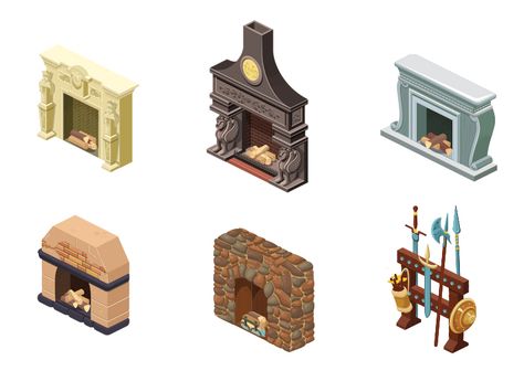 Isometric Fireplaces by Diego Barrionuevo Fireplace Concept Art, Fireplace Sketch, Scene Stickers, Scene Reference, Dnd Room, Sprite Art, Game Sprite, Isometric Room, Fireplace Drawing