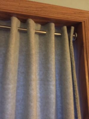 e-i-e-i-omg!: A Decorating Hack Curtains Inside Window Frame, Study Window, Tension Rod Curtains, Lounge Curtains, Tan Curtains, Dock Ideas, Dining Room Window Treatments, Inside Window, Soundproof Windows