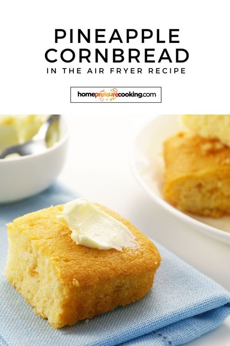 Add a touch of sweetness to your American comfort food spread with our Pineapple Cornbread in the Air Fryer recipe! This delightful side dish combines the savory goodness of cornbread with the tropical flavor of pineapple, creating a unique and irresistible treat. Whether you're serving up a barbecue party or craving unique side dishes, this moist cornbread is a must-try. Let's make comfort food even more comforting! Visit homepressurecooking.com for more American recipes. Pineapple Cornbread, Unique Side Dishes, Moist Cornbread, American Comfort Food, Food Spread, Crispy Fries, Biscuit Bread, Pineapple Recipes, Cornbread Recipe