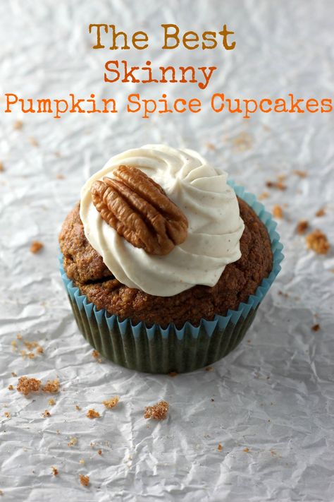 The Best Skinny Pumpkin Cupcakes Best Pumpkin Cupcakes, Baker By Nature, Cinnamon Swirl Bread, Spring Baking, Easy Cupcake Recipes, Easy Cupcakes, Desserts Menu, Pumpkin Cupcakes, Pumpkin Spice Cupcakes