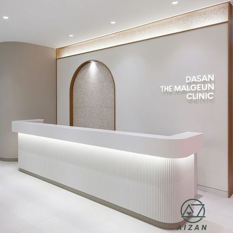 #receptiondesk #salonreception #spareception #officefrontdesk #officefurniture Spa Reception Desk, Front Desk Counter, Office Reception Desk, Reception Table Design, Custom Reception Desk, White Reception, Reception Desk Counter, Dental Office Design Interiors, Modern Reception Desk