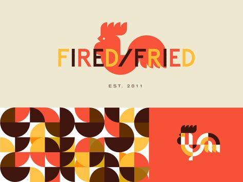 Fired/Fried | Branding by Wesley Marc Bancroft ᵂᴹᴮ on Dribbble Etsy Logo Design, Food Brand Logos, Chicken Brands, Chicken Images, Chicken Logo, Etsy Shop Branding, Etsy Logo, Logo Design Diy, Diy Branding