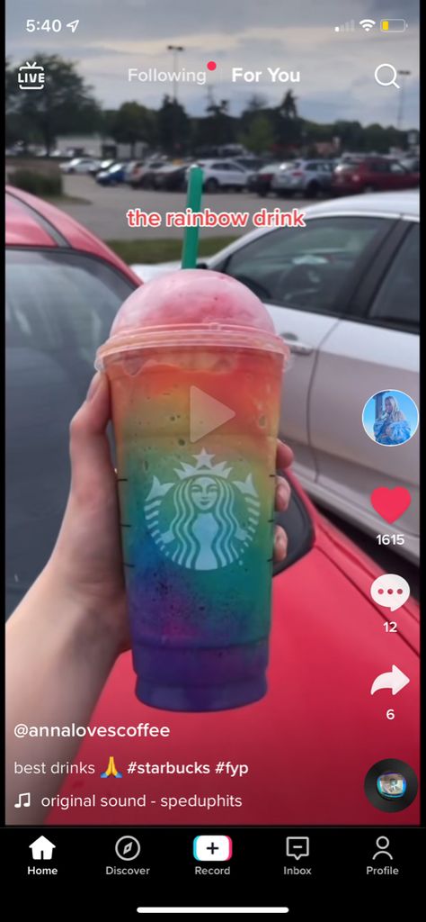 Rainbow Drink Starbucks, Starbucks Rainbow Drinks, Starbucks Rainbow, Rainbow Drinks, Drink Starbucks, Secret Starbucks Drinks, Starbucks Secret, Starbucks Secret Menu, Secret Menu