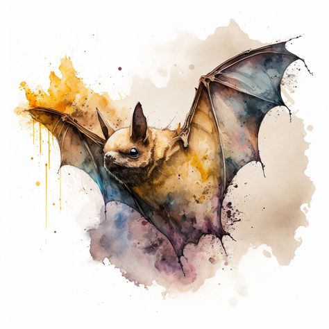 Bats Painting, Bat Watercolor, Bat Painting, Art Concepts, Life Crisis, Cute Bat, Halloween Animals, Wildlife Art, Modern Artwork