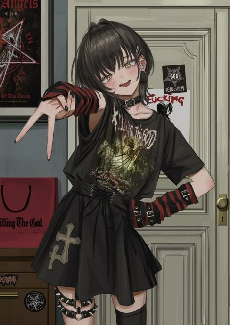 Goth Girl Outfits, Anime Gothic, Goth Anime, Anime Goth, Demon Reference, Emo Art, Cute Goth, Gothic Anime