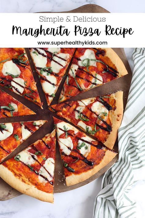 Margarita Pizza With Balsamic Glaze, Pizza With Balsamic Glaze, Balsamic Pizza, Fresh Mozzarella Pizza, Slow Cooker Dinner Healthy, Margherita Pizza Recipe, Homemade Pepperoni Pizza, Delicious Pizza Recipes, Mozzarella Pizza