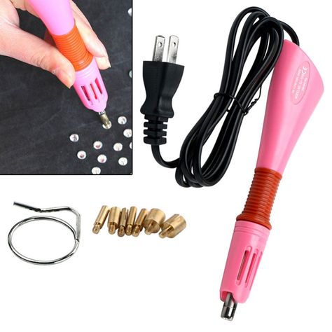 US Diy Heater, Chain Necklace Diy, Diy Wand, Hand Tool Set, Hand Tool Sets, Hot Fix, Nail Charms, Pink Kids, Crystal Gems