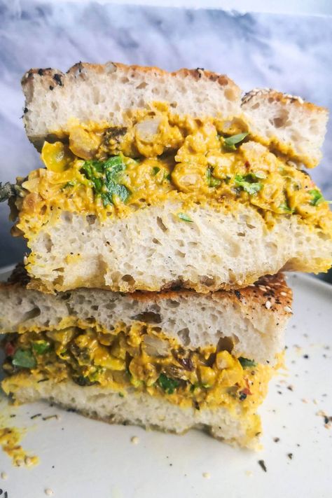 Curried Chickpea Sandwich, Curried Chickpea Salad Sandwich, Curry Chickpea Salad Sandwich, Coronation Chickpea Recipe, Chickpea Sandwich Filling, Chickpea Sandwich Recipes, Poolside Sandwiches, Curried Salad, Coronation Chickpea