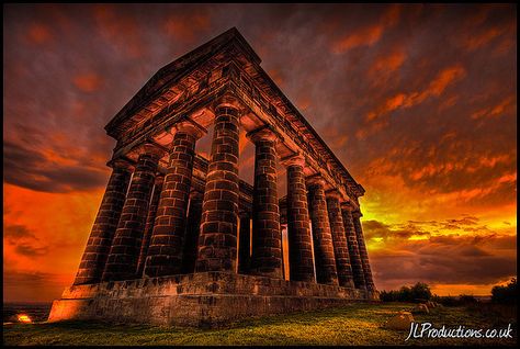 Penshaw Monument - Sunderland, England.  This pic doesn't show it but we climbed like 200 steps straight upwards to get to it. Uk Landmarks, England Tattoo, Penshaw Monument, Tattoo Swallow, Sunderland England, England History, Sunderland Afc, Dramatic Photos, Victorian Buildings