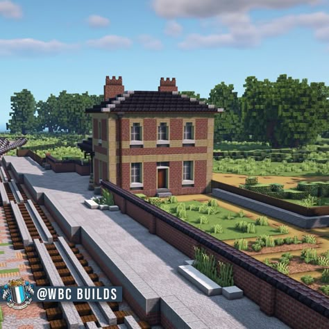 WBC builds on Instagram: “Check out my small Victorian train station I’ve just built for this weeks build challenge want to find out more then check out the video…” Minecraft Rail Station, Minecraft Victorian City, Minecraft Train Station Ideas, Minecraft Railway Station, Minecraft Industrial Building, Minecraft Train Station, Victorian Train Station, Minecraft Victorian, Minecraft Train