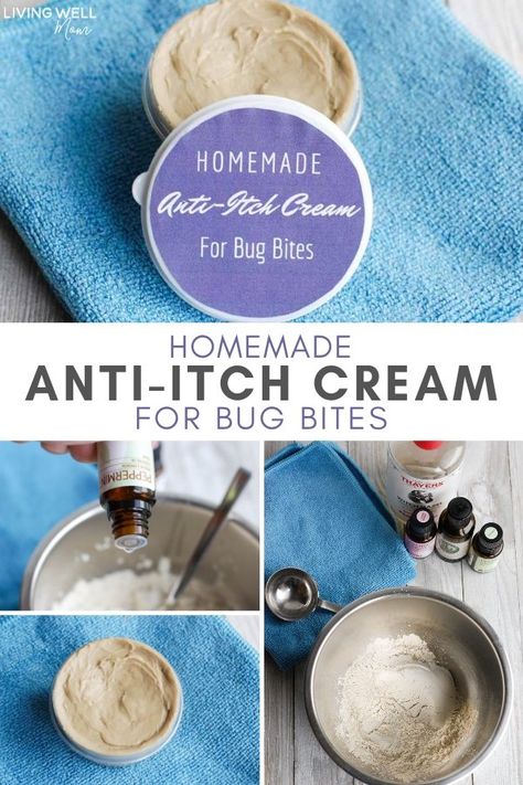 When repellant doesn’t cut it with mosquitos and other biting insects after your time outdoors, turn to this DIY Anti-Itch Cream for a little relief from bug bites. Made with natural ingredients and essential oils, this remedy is safe for you and your kids. Natural Bug Bite Remedy, Mosquito Bite Itch Relief, Natural Bug Bite Relief, Natural Itch Relief, Mosquito Bite Relief, Mosquito Bite Itch, Lavender Essential Oil Uses, Homemade Bug Repellent, Remedies For Mosquito Bites