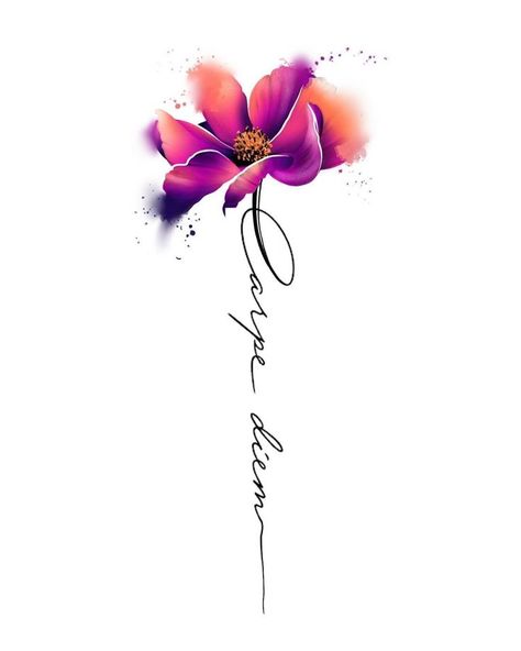 Covered Up Tattoos For Women, Name With Design Tattoo For Women, October Tattoos For Women, Tiger Lily Memorial Tattoo, Name With Flower Tattoo Design, Name Back Tattoo For Women, Name Flower Tattoos For Women, Tattoos For Grandmas, Watercolor Name Tattoo