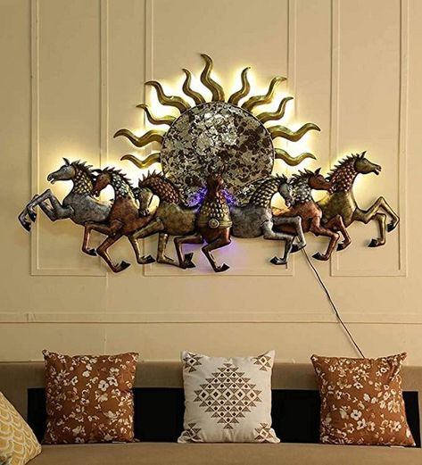 Designer Wall Hanging Décor Sofa Backside, Statue For Home Decor, Beard Art, Horses Wall Decor, Led Wall Art, Golden Wall, Horse Wall Art, Horse Wall, Metal Wall Hangings