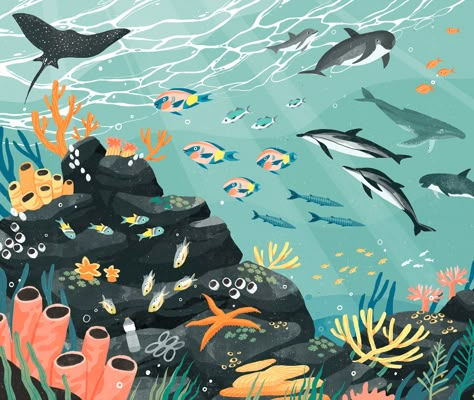 Lydia Hill on Behance Ocean Illustration, Sea Illustration, The 50 States, Sea Design, Surf Art, Landscape Illustration, Childrens Illustrations, Ocean Art, 50 States