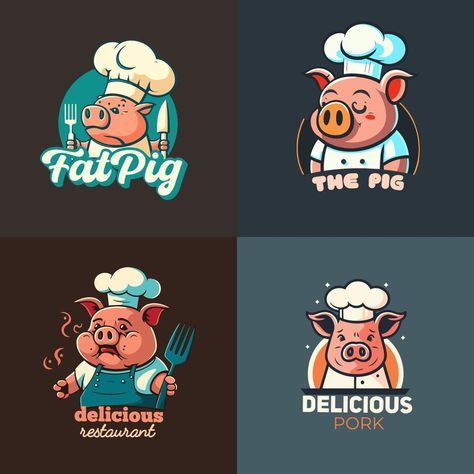 Lechon Belly, Mascot Illustration, Chef Logo, Drawing Procreate, Logo Cartoon, Logo Mascot, Bbq Restaurant, Event Logo, Restaurant Branding