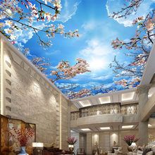 Online Shop Custom photo wallpaper Large 3D Stereo romantic ceilings Blue sky ceiling murals 3d wall murals wallpaper | Aliexpress Mobile 3d Ceiling, Ceiling Mural, Window Cling Vinyl, Blue Sky White Clouds, Theme Hotel, Sky Ceiling, Blossom Painting, Romantic Blue, Living Room Themes