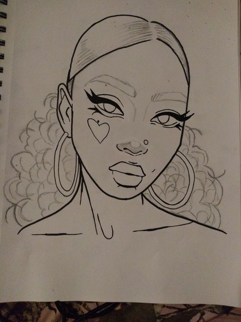 Baddie Sketches Pencil, Baddie Eyes Drawing, Black Girls Drawings Sketches, Brats Drawings, Bratz Drawings Pencil, Black Drawings Sketches, Black Women Drawings Sketch, Baddie Sketches, Black People Drawings Sketch