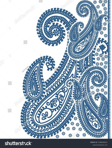 Traditional Indian Paisley Pattern Background Stock Illustration 2290630521 | Shutterstock Indian Paisley, Paisley Border, Pattern Background, Traditional Indian, Paisley Pattern, Background Patterns, Flower Drawing, Image Illustration, Jaipur