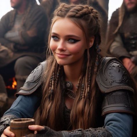 Viking Hairstyle, Warrior Braid, Viking Makeup, Viking Warrior Woman, Hairstyle Ideas Easy, Medieval Hairstyles, Viking Braids, Fair Outfits, Viking Women