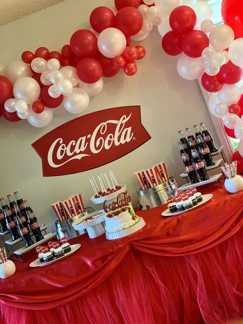 Coca Cola Birthday Party Ideas | Photo 8 of 13 Coca Cola Theme Party, Coke Theme Party, Coca Cola Birthday Party, Coca Cola Party Theme, Coke Party, Coca Cola Party, Coca Cola Cake, Theme Party Ideas, Red Birthday Party