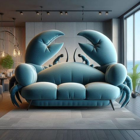 The Crab-Shaped Sofa: Making a Splash in Home Decor Unique Furniture Design Creative, Artistic Chairs, Meditation Station, Sofa Making, Unique Seating, Weird Furniture, Unique Furniture Design, Sofa Inspiration, Interior Design Drawings