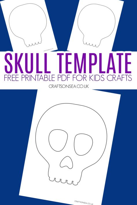 Skull Template (FREE Printable PDF) Skull Template Printables, Skull Patterns Templates, Bone Template Free Printable, Skull Stencil Templates Free Printable, Skull Template Stencil, Skull And Crossbones Template Free Printable, Sugar Skull Template Free Printable, Day Of The Dead Activities, Skull Printable