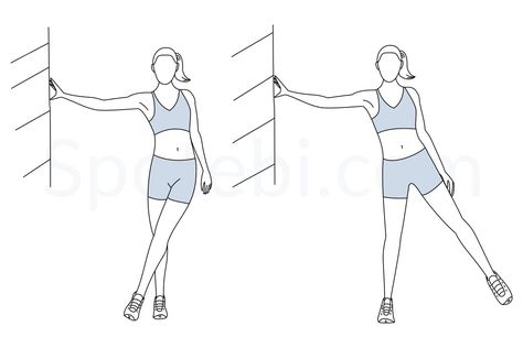 Maintain your torso stationary and your core tight. Keep the movement slow and controlled and use your muscles, not the momentum, to move your legs. Breathe slowly and with each leg swing, try to take your leg closer to its full range of motion. http://www.spotebi.com/exercise-guide/lateral-leg-swings/ Leg Swings, Push Workout, Calories Burned, Pump It Up, Workout Guide, A Workout, Glutes Workout, Burn Calories, Physical Therapy