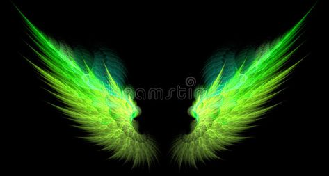 Photo about Green and yellow sharp wings on black background. Illustration of element, blurred, image - 21607553 Green Wings Aesthetic, Wings Wall Mural, Simple Background Design, Black Background Illustration, St Patricks Day Pictures, Predator Artwork, Black Abstract Background, Cracked Wallpaper, Wings Wallpaper