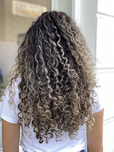 Hair Highlights Curly, Blonde Highlights Curly Hair, Curly Hair Highlights, Highlights Curly, Dark Curly Hair, Dyed Curly Hair, Natural Curly Hair Cuts, Grey Curly Hair, Highlights Curly Hair