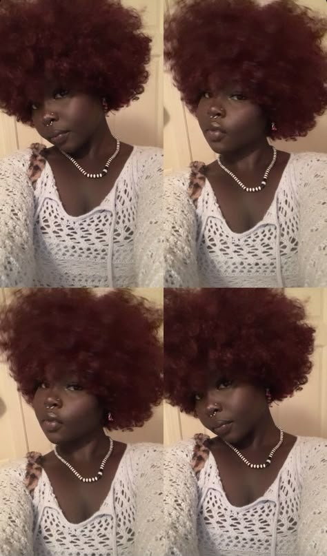 Red Hair On Dark Skin, Red Afro, Hair Color For Brown Skin, Hair Color For Dark Skin, Dark Red Hair, Natural Afro Hairstyles, Hair Help, Dyed Natural Hair, Dyed Hair Inspiration