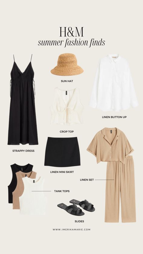 H&m Fits, Book Launch Outfit, H&m Clothes, H&m Outfits, Summer Essentials Clothes, Minimal Summer Outfit, Erika Marie, Hm Outfits, Capsule Wardrobe Casual