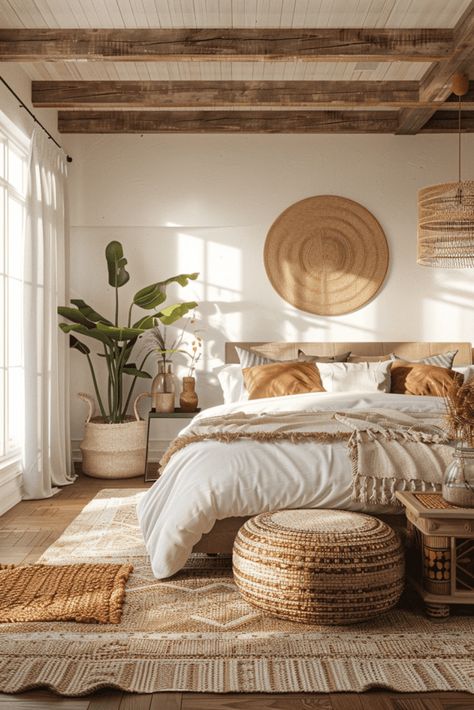 Adult Women Bedroom Ideas Decor, Rustic Boho Bedroom, Beachy Boho Bedroom, Modern Boho Bedroom, Theme Bedroom, Boho Bedroom Ideas, Boho Style Bedroom, Rustic Bedroom Decor, Bedroom Trends