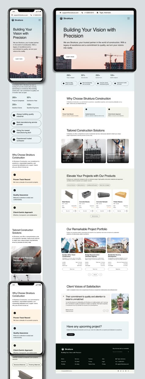 [Live🔥] Struktura - Construction Company Website | Responsive by Somesquare Design for Somesquare on Dribbble Dribble Website Design, Company Portfolio Website, Informational Website Design, Home Renovation Website Design, Construction Website Design Inspiration, Construction Company Website Design, Website Ui Design Inspiration, Responsive Design Website, Cool Web Design