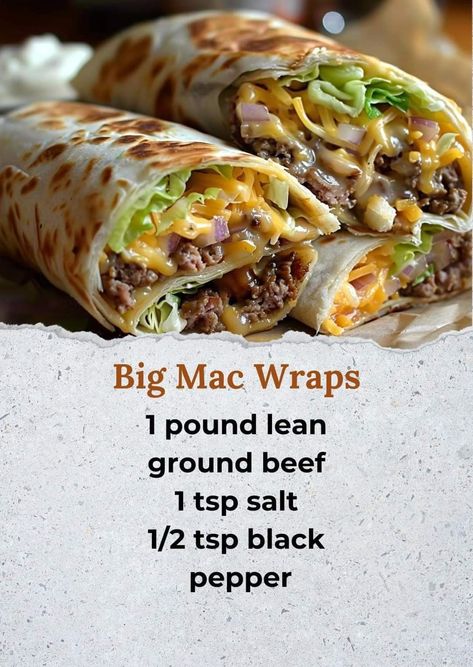 Big Mac Wrap, Wraps Recipes Easy, Quick Lunch Recipes, Meal Train Recipes, Healthy Lunch Meal Prep, Homemade Hamburgers, Fast Dinners, Healthy Food Dishes, Air Fryer Recipes Easy