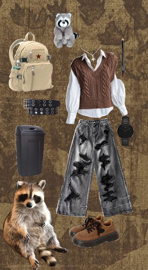 raccoon inspired outfit 🦝 Grunge Outfits, Concept Design, Outfit Inspirations, Casual Outfits, Human, Fashion Outfits, Design