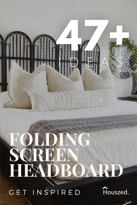 47+ Room Divider Headboard Ideas That Are Totally Unique in 2023 Room Divider Upcycle, Alternate Headboard Ideas, Room Divider For Headboard, Room Divider As Headboard Beds, No Headboard Wall Ideas, Queen Bed No Headboard Ideas, Bed Head Room Divider, Room Dividers As Headboards, Divider As Headboard