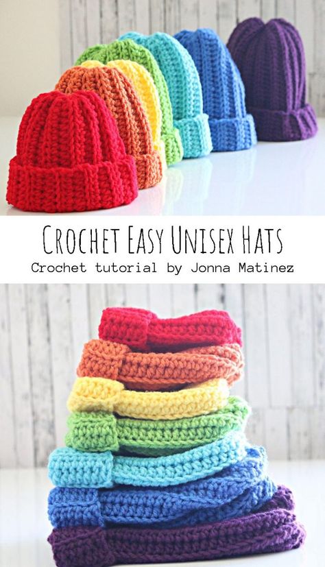 Crochet Easy Unisex Hats Easy Crochet Ribbed Hat Pattern Free, One Hour Beanie Crochet Pattern Free, Crochet Hats For Charity, Crochet Ribbed Beanie Size Chart, Size 6 Yarn Crochet Hat, Ribbed Crochet Hat Pattern Free, Easy Crocheted Hats, Crochet Hats Ideas, Adult Beanie Crochet Pattern