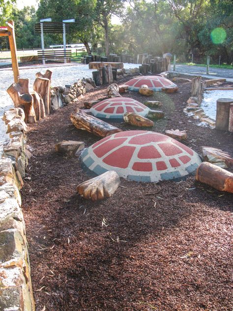 Bannister Creek Nature Playground, Lynwood - Blog | - Buggybuddys Nature Inspired Playground, Natural Playground Design, Natural Outdoor Playground, Nature Play Ideas, Beach Playground, Creek Nature, Nature Playground, Cool Playgrounds, Natural Playgrounds