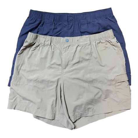 COLUMBIA Sportswear (2) pair HIKING Shorts, Blue & Tan, size: Large womens