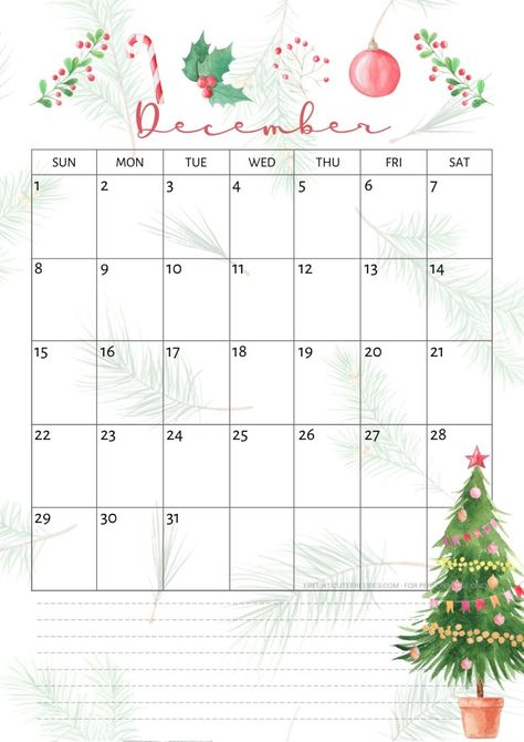 December Calendar 2024 Christmas, December 2022 Calendar Printable, Printable December Calendar, December Printable, December Bullet Journal, Christmas Freebie, Free Calendar Template, Free Printable Gifts, Floral Planner