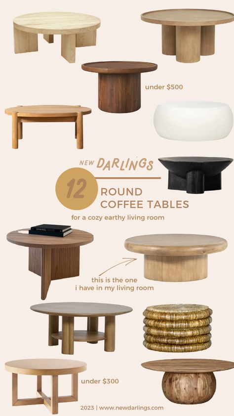 12 Round Coffee Tables for an Earthy Cozy Home - New Darlings 30 Inch Round Coffee Table, Earthy Coffee Table, Diy Circle Coffee Table, Diy Coffee Table Round, Diy Round Coffee Table, Round Coffee Table Diy, Round Coffe Table, Desert Paradise, Circle Coffee Tables