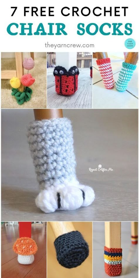 Crochet Chair Socks, Chair Socks Pattern, Crochet Chair, Crochet Furniture, Chair Socks, Socks Crochet, Easy Crochet Slippers, Socks Pattern, Crocheting Ideas