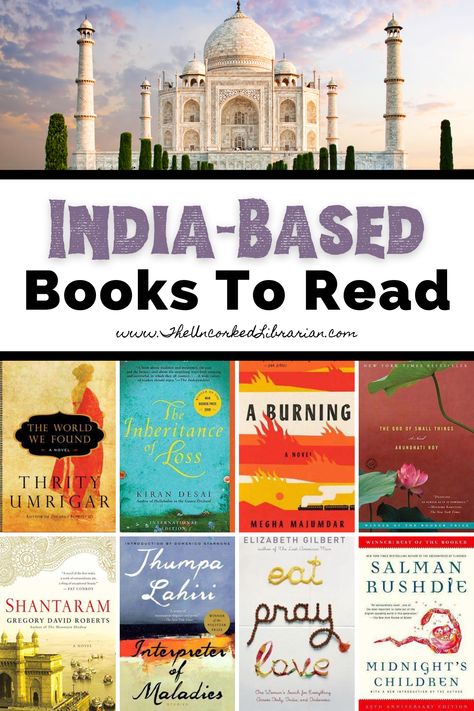 India based books to read with book covers like Midnight's Children, A Burning, and Shantaram Indian Classic Books, Indian Historical Fiction Books, Indian Philosophy Books, Indian Fiction Books, Books Around The World, Indian History Books, Sari Photoshoot, Historical Mystery Books, Indian Novels