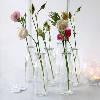 Glass Vases Wedding, Vases With Flowers, Small Glass Vase, Glass Bottle Vase, Bud Vases Flowers, Round Glass Vase, Stem Flowers, Clear Bottle, Small Glass Vases